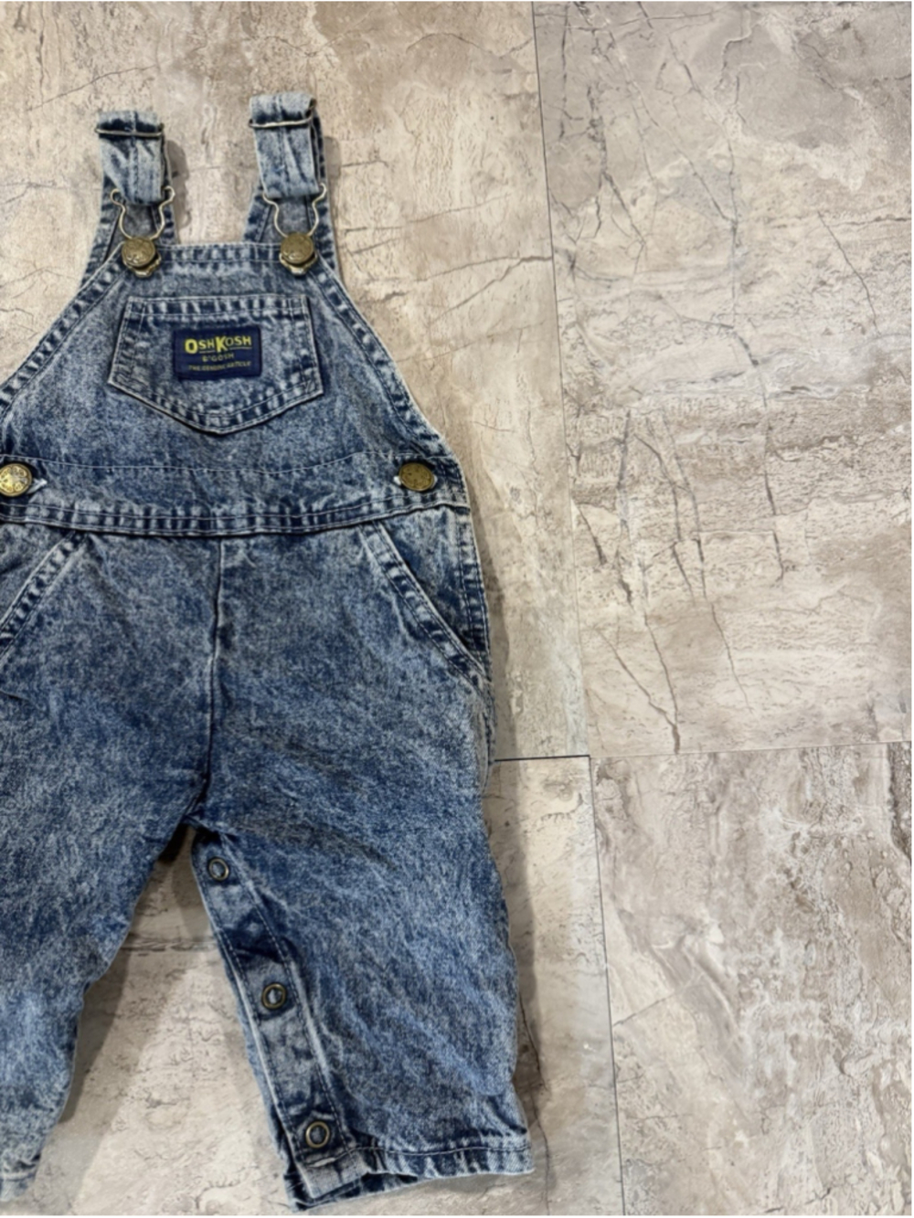 Vintage Oshkosh B'Gosh Kids Denim Overalls Acid Wash 3-6 Months 80s 90s USA